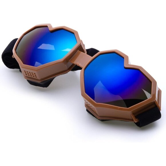 ?Women Brown Heart Shaped Sunglasses Fashion Ski Goggles Oversize Love Glasses main image 5